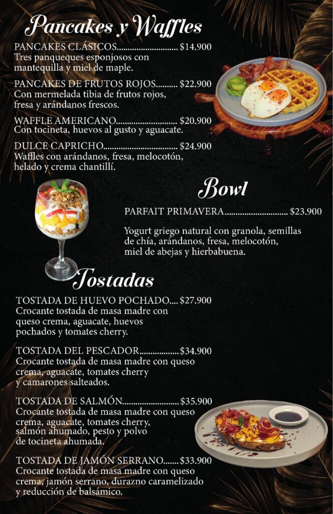 Carta de desayunos en Bogotá página 3 - Pancakes, waffles y bowls - Pescadería Alférez